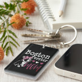 Boston Terrier Dog Mama Eigentümer Niedlich Funny Schlüsselanhänger (Vorderseite rechts)