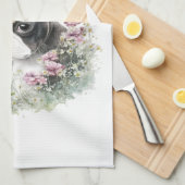 Boston Terrier Dog Mama Floral Geschirrtuch (Viertel Falte)