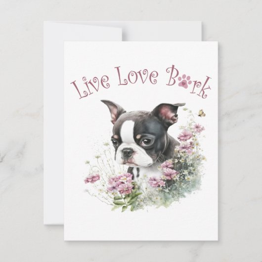 Boston Terrier Dog Mama Floral Mitteilungskarte (Vorderseite)