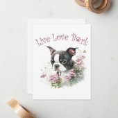 Boston Terrier Dog Mama Floral Mitteilungskarte (Vorderseite/Rückseite Beispiel)