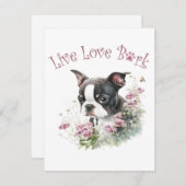 Boston Terrier Dog Mama Floral Mitteilungskarte (Vorne/Hinten)