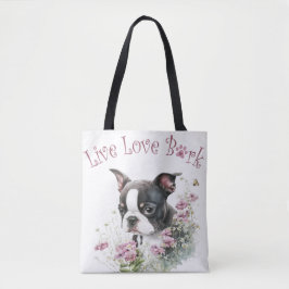 Boston Terrier Dog Mama Floral Tasche