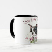 Boston Terrier Dog Mama Floral Tasse (Vorderseite Links)