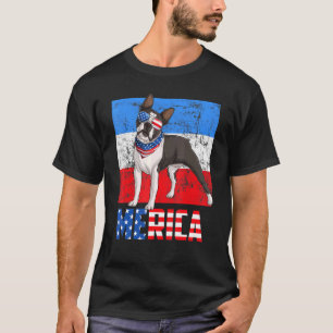 Boston Terrier Dog Merica 4. Juli American Fla T-Shirt