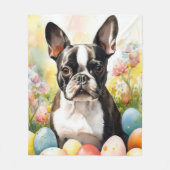 Boston Terrier Dog mit Ostereier Holiday Fleecedecke (Vorderseite)