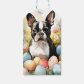 Boston Terrier Dog mit Ostereier Holiday Geschenkanhänger (Vorderseite)