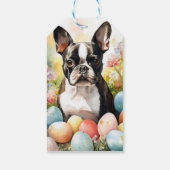 Boston Terrier Dog mit Ostereier Holiday Geschenkanhänger (Rückseite)