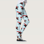 Boston Terrier Dog mit Red Scarf Gemustert Leggings (Rechts)
