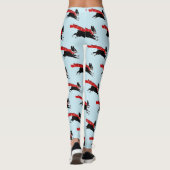 Boston Terrier Dog mit Red Scarf Gemustert Leggings (Rückseite)