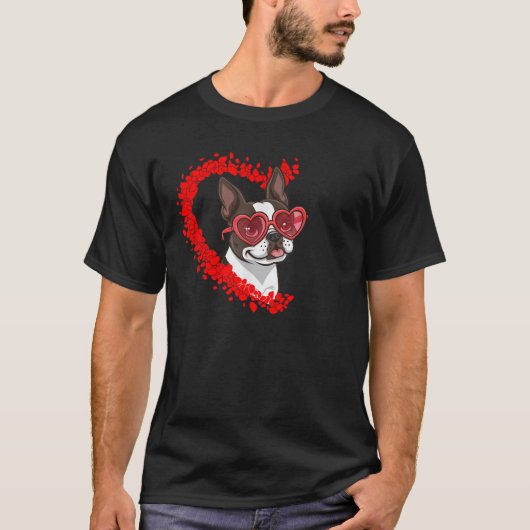 Boston Terrier Dog Mom Dad Valentine s Day Pet Lov T-Shirt (Vorderseite)