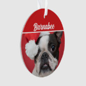 Boston Terrier Dog Name Foto Weihnachten Ornament (Vorderseite)