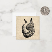 Boston Terrier Dog Niedlich Hund Antique Art Mitteilungskarte (Vorderseite/Rückseite Beispiel)