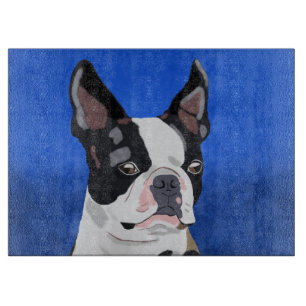 Boston Terrier Dog Oil Painting Art Portrait Schneidebrett
