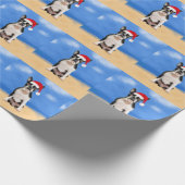 Boston Terrier Dog On Beach Weihnachtsfeiertag Geschenkpapier (Ecke)