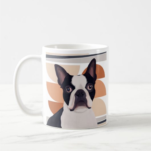 Boston Terrier Dog - Orange Geometric Kaffeetasse (Links)
