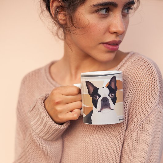 Boston Terrier Dog - Orange Geometric Kaffeetasse