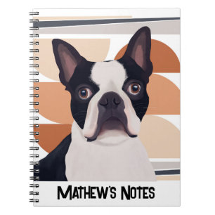 Boston Terrier Dog - Orange Geometric Notizblock