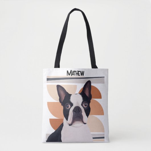 Boston Terrier Dog - Orange Geometric Tasche (Vorderseite)