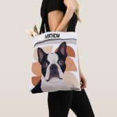 Boston Terrier Dog - Orange Geometric Tasche (Von Nahem)