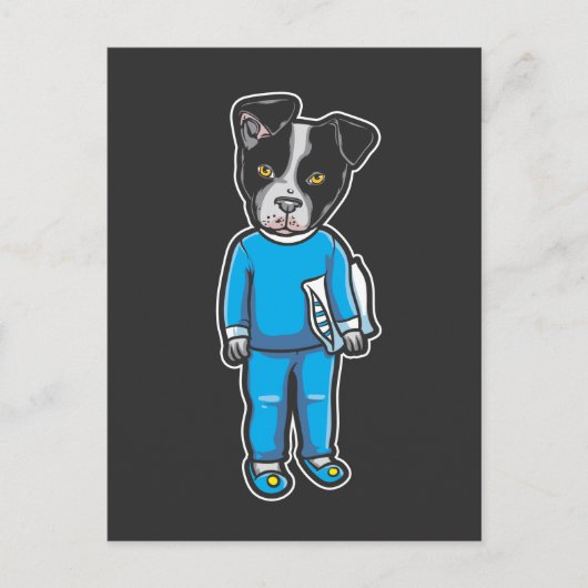 Boston Terrier Dog Pajamas Puppy Sleep Bed Time Postkarte (Vorderseite)