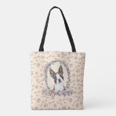 Boston Terrier Dog Paw Print & Dog Bone Niedlich  Tasche (Rückseite)