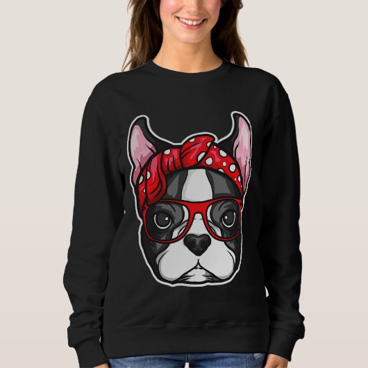 Boston Terrier Dog Pet Dog Mama Sweatshirt (Vorderseite)