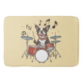 Boston Terrier Dog Playing Drums Badematte (Vorderseite)