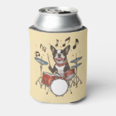 Boston Terrier Dog Playing Drums Dosenkühler (Kanne Rückseite)