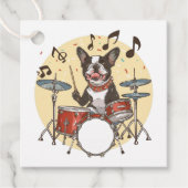 Boston Terrier Dog Playing Drums Geschenkanhänger (Vorderseite)