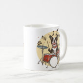 Boston Terrier Dog Playing Drums Kaffeetasse (VorderseiteRechts)