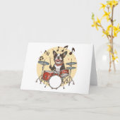 Boston Terrier Dog Playing Drums Karte (Gelbe Blume)