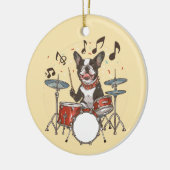 Boston Terrier Dog Playing Drums Keramik Ornament (Links)