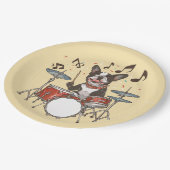Boston Terrier Dog Playing Drums Pappteller (Schrägansicht)