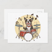 Boston Terrier Dog Playing Drums Postkarte (Vorne/Hinten)