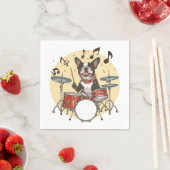 Boston Terrier Dog Playing Drums Serviette (Beispiel)
