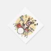 Boston Terrier Dog Playing Drums Serviette (Ecke)