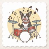 Boston Terrier Dog Playing Drums Untersetzer (Vorderseite)