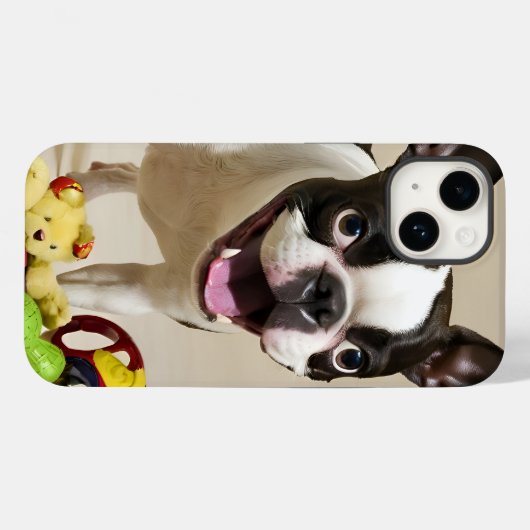 Boston Terrier Dog Playing with Toys Case-Mate iPhone Hülle (Rückseite (Horizontal))