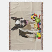 Boston Terrier Dog Playing with Toys Decke (Vorderseite Vertikal)