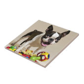 Boston Terrier Dog Playing with Toys Fliese (Seite)