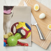 Boston Terrier Dog Playing with Toys Geschirrtuch (Viertel Falte)