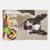 Boston Terrier Dog Playing with Toys Geschirrtuch (Horizontal)