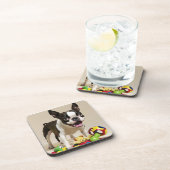 Boston Terrier Dog Playing with Toys Getränkeuntersetzer (Rechte Seite)