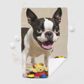 Boston Terrier Dog Playing with Toys Golfhandtuch (Insitu)