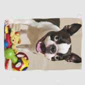 Boston Terrier Dog Playing with Toys Golfhandtuch (Horizontal)