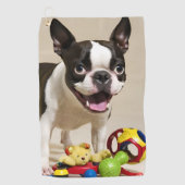 Boston Terrier Dog Playing with Toys Golfhandtuch (Vorderseite)