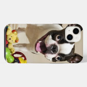 Boston Terrier Dog Playing with Toys iPhone Hülle (Rückseite (Horizontal))