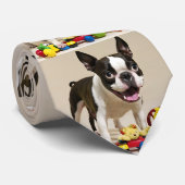 Boston Terrier Dog Playing with Toys Krawatte (Gerollt)