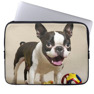 Boston Terrier Dog Playing with Toys Laptopschutzhülle