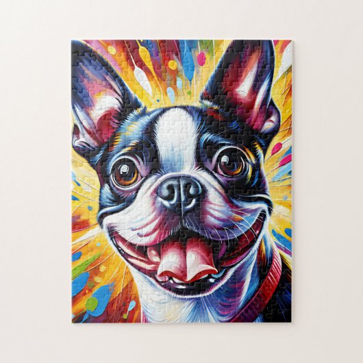 Boston Terrier Dog Portrait Akrylkkunstdruckhund Puzzle (Vertikal)